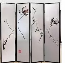 Ink artwork printed on acrylic folding screen panels — UV printing on acrylic
